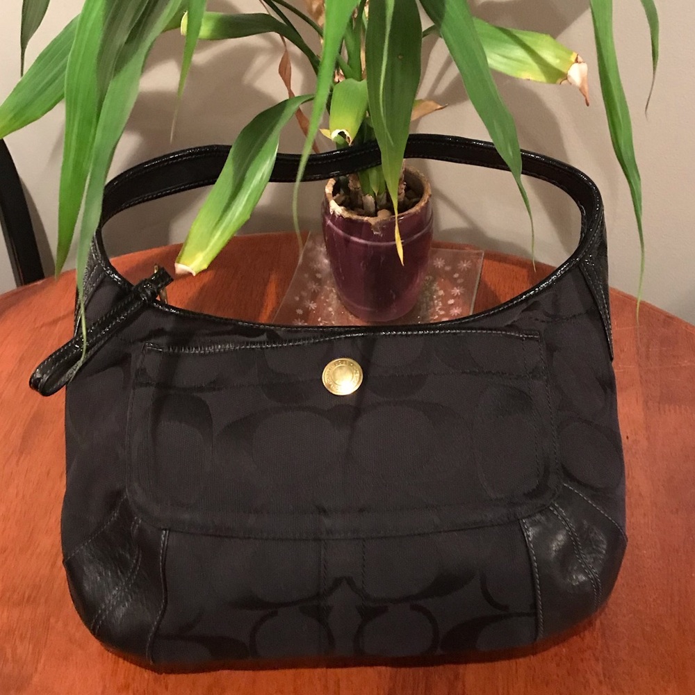 Coach Black Signature Hobo Bag